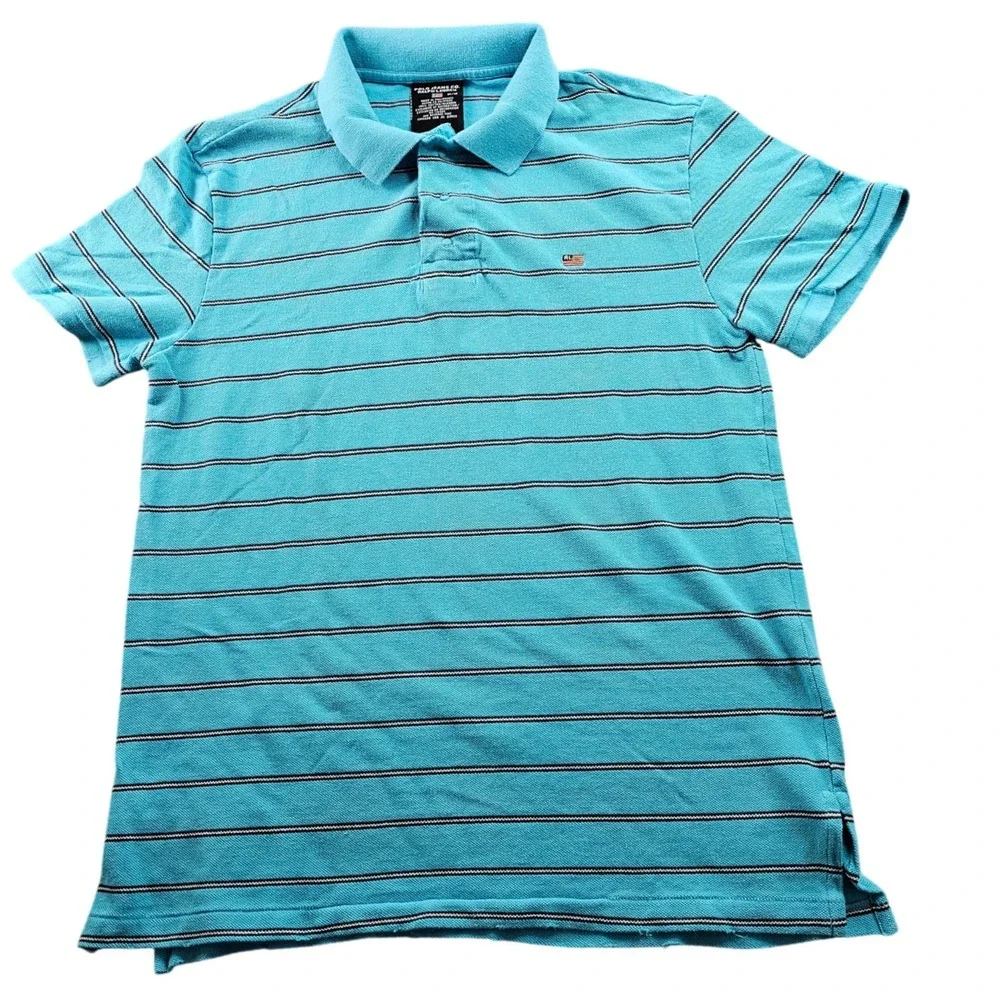 Polo Jeans Co. Ralph Lauren Polo Shirt Mens Medium Blue Striped Golf Performance